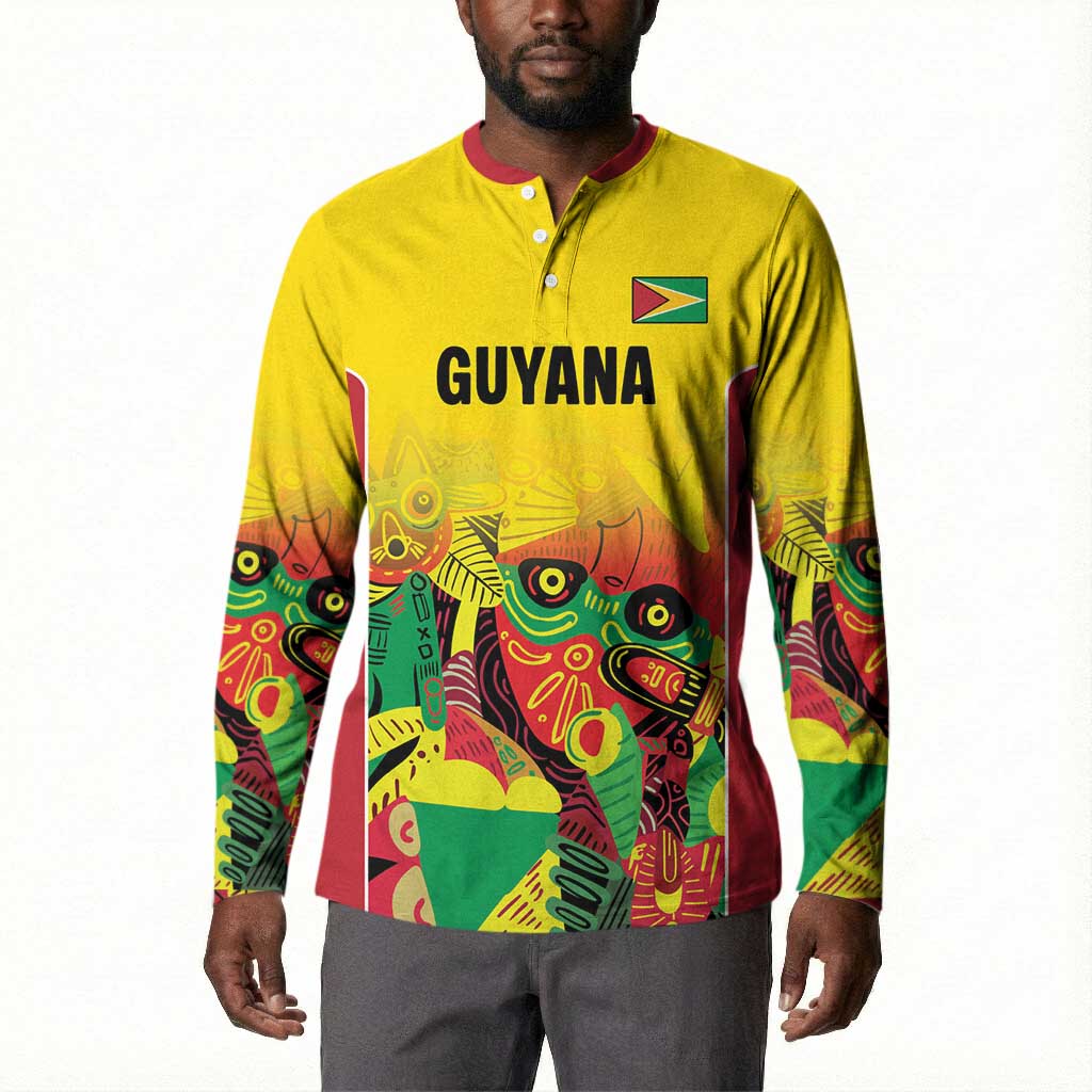 Custom Guyana Football Pride Button Sweatshirt Golden Jaguars Go Champion - Yellow