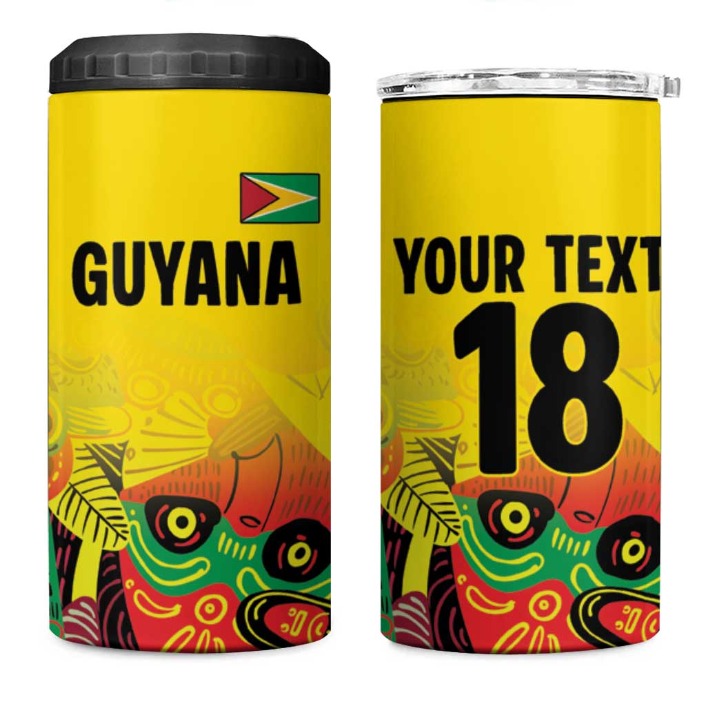 Custom Guyana Football Pride 4 in 1 Can Cooler Tumbler Golden Jaguars Go Champion - Yellow - African Pride