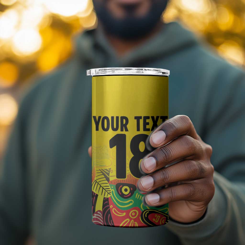 Custom Guyana Football Pride 4 in 1 Can Cooler Tumbler Golden Jaguars Go Champion - Yellow - African Pride