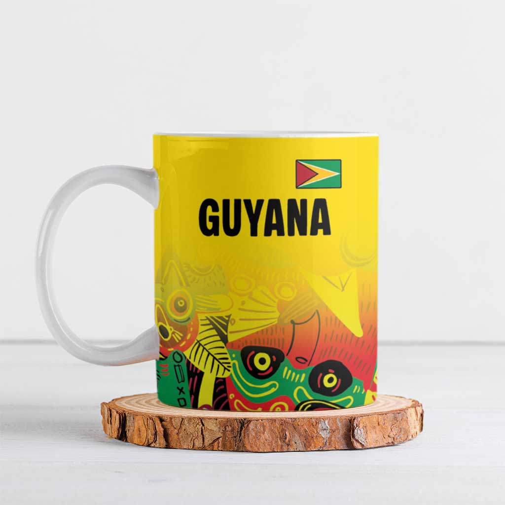 Custom Guyana Football Pride Ceramic Mug Golden Jaguars Go Champion - Yellow