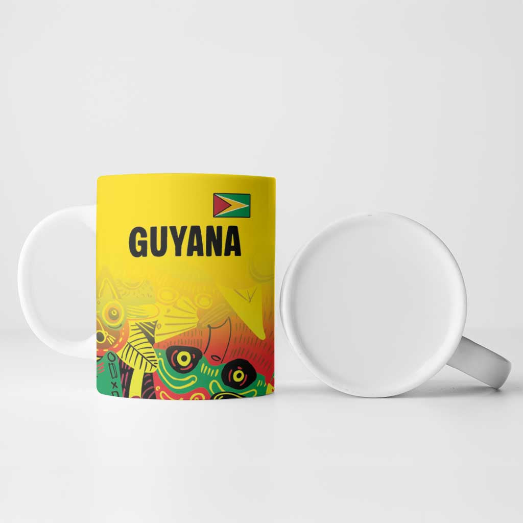 Custom Guyana Football Pride Ceramic Mug Golden Jaguars Go Champion - Yellow