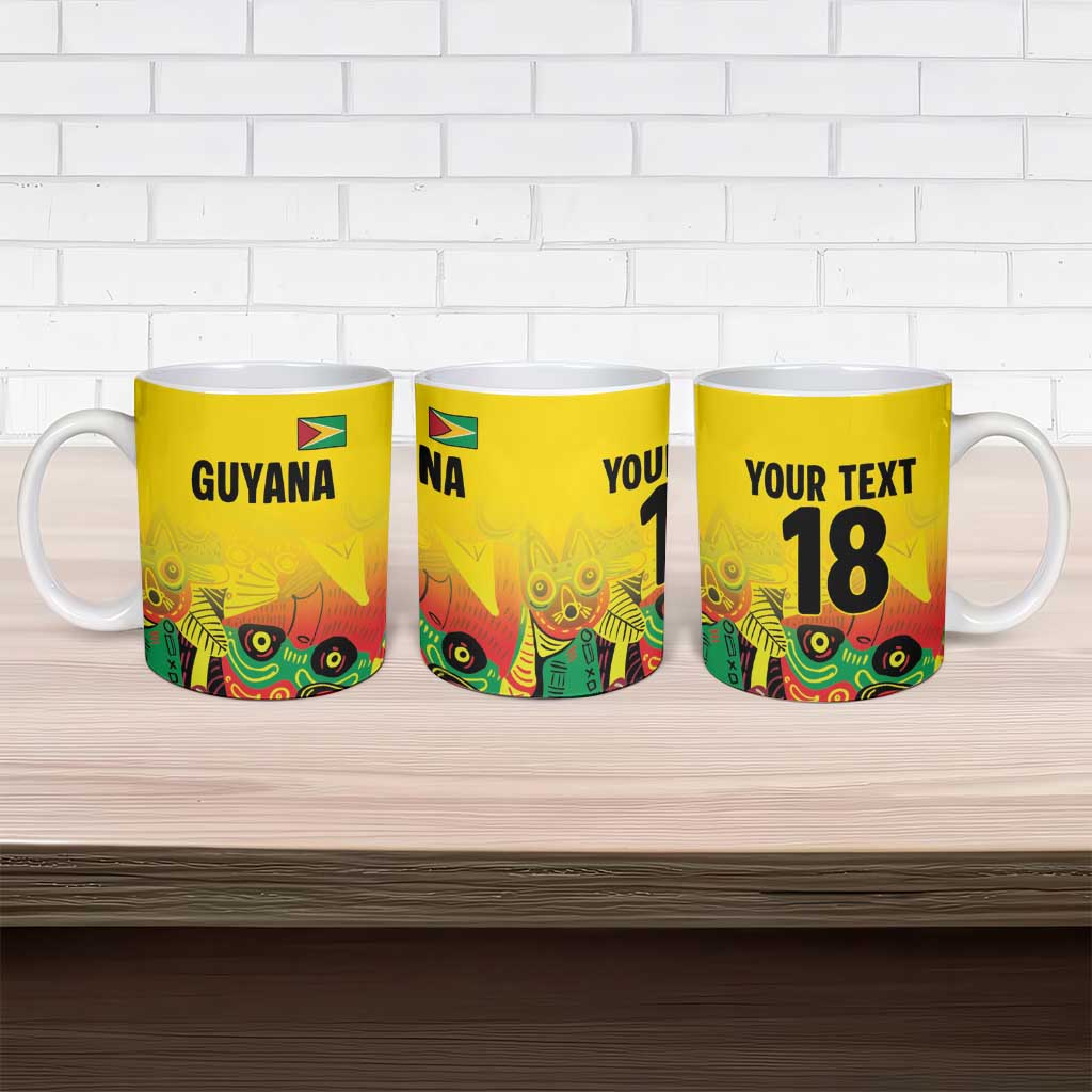 Custom Guyana Football Pride Ceramic Mug Golden Jaguars Go Champion - Yellow