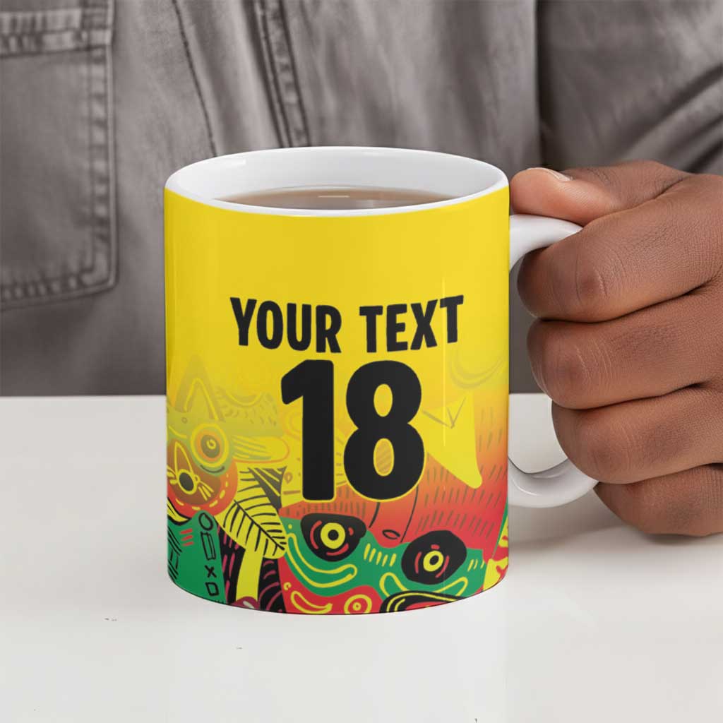 Custom Guyana Football Pride Ceramic Mug Golden Jaguars Go Champion - Yellow