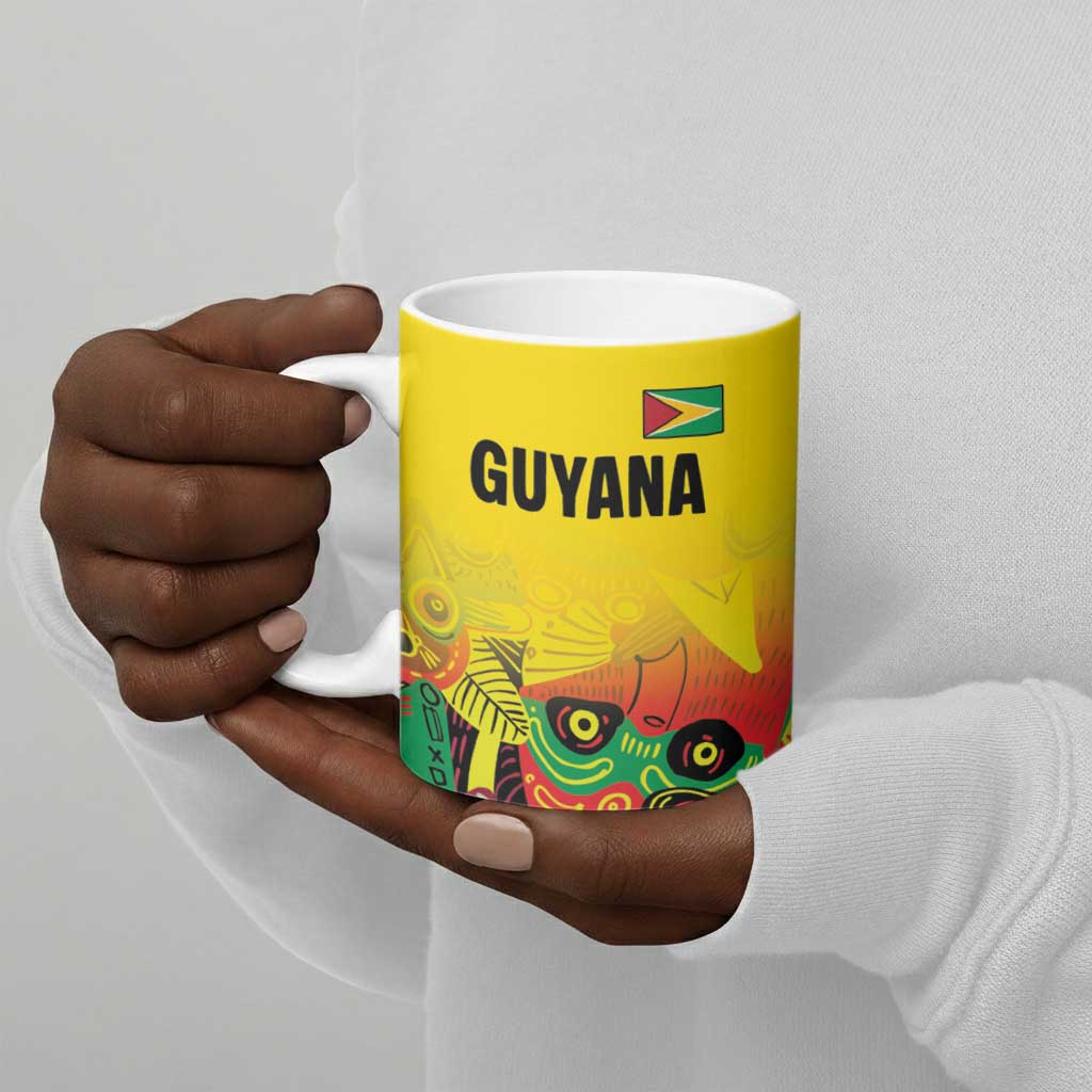 Custom Guyana Football Pride Ceramic Mug Golden Jaguars Go Champion - Yellow