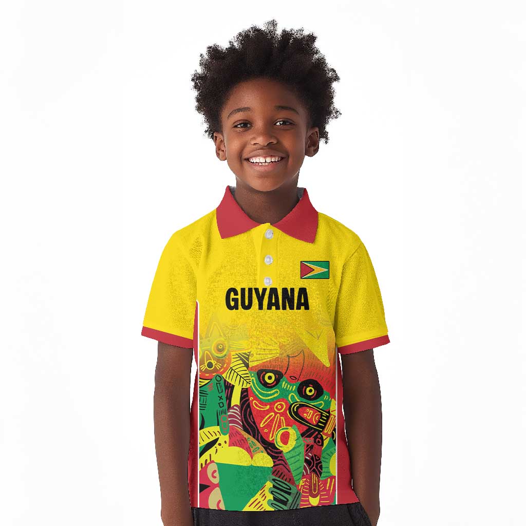Custom Guyana Football Pride Kid Polo Shirt Golden Jaguars Go Champion - Yellow - African Pride