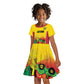 Custom Guyana Football Pride Kid Short Sleeve Dress Golden Jaguars Go Champion - Yellow - African Pride
