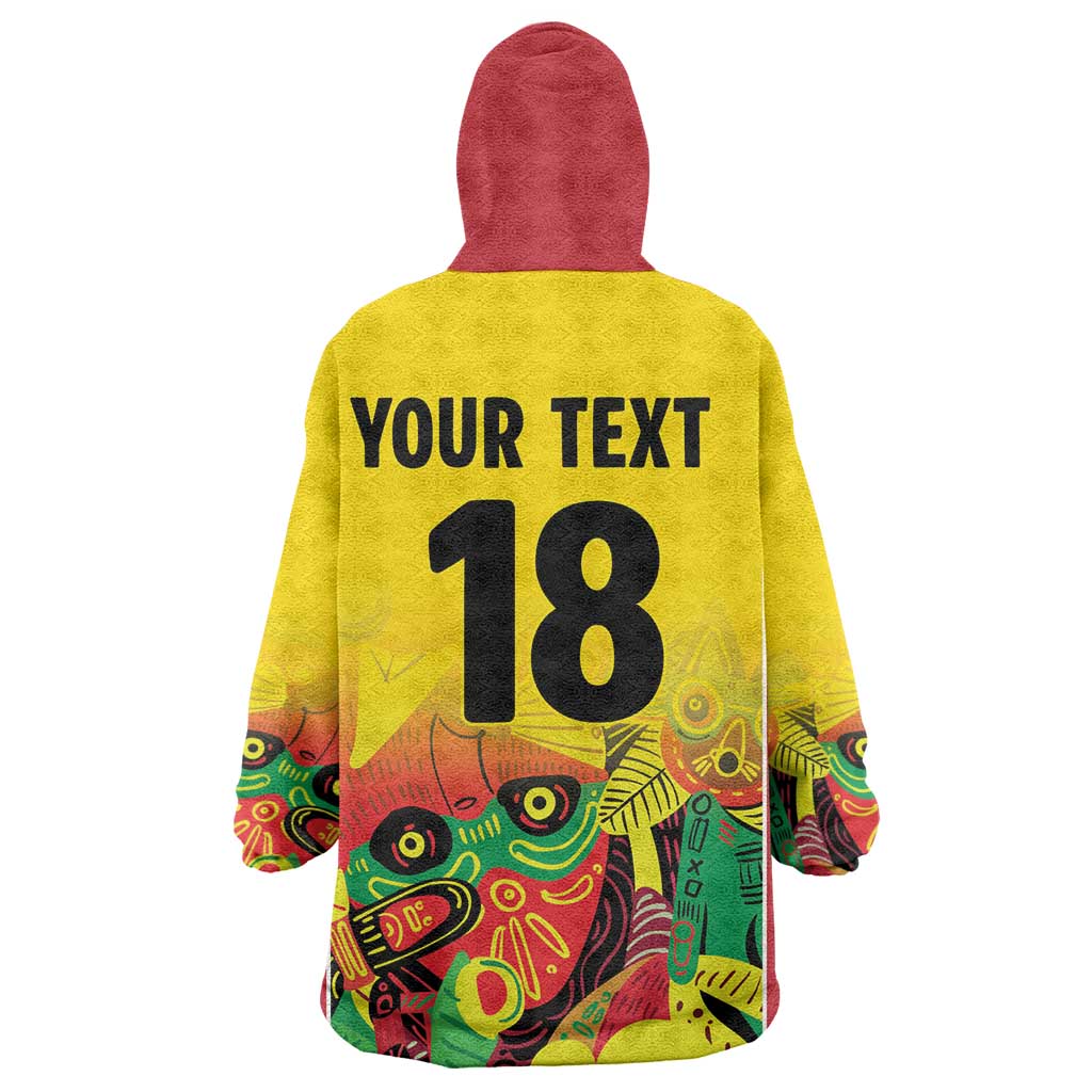 Custom Guyana Football Pride Kid Wearable Blanket Hoodie Golden Jaguars Go Champion - Yellow - African Pride