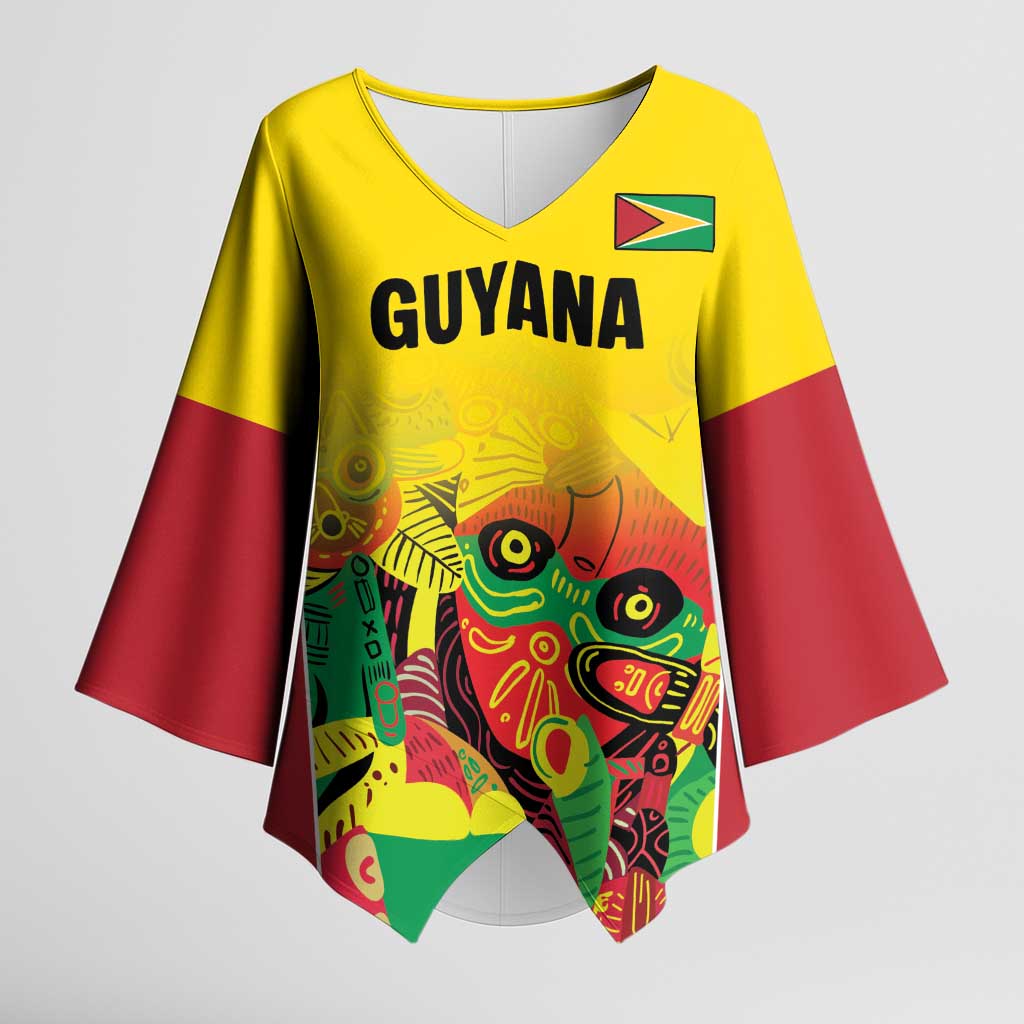 Custom Guyana Football Pride Kimono Sleeve Blouse Golden Jaguars Go Champion - Yellow