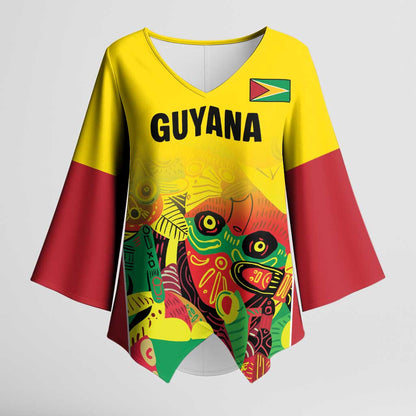 Custom Guyana Football Pride Kimono Sleeve Blouse Golden Jaguars Go Champion - Yellow