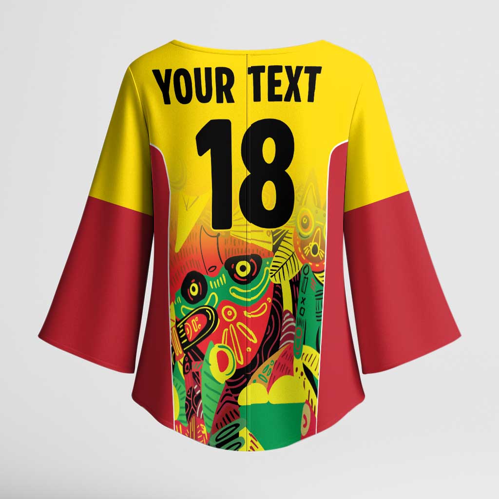 Custom Guyana Football Pride Kimono Sleeve Blouse Golden Jaguars Go Champion - Yellow