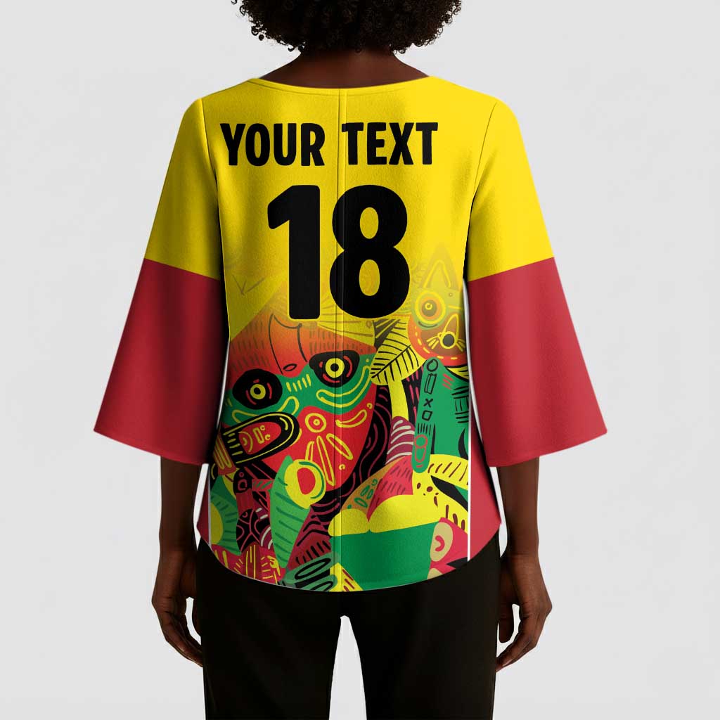 Custom Guyana Football Pride Kimono Sleeve Blouse Golden Jaguars Go Champion - Yellow