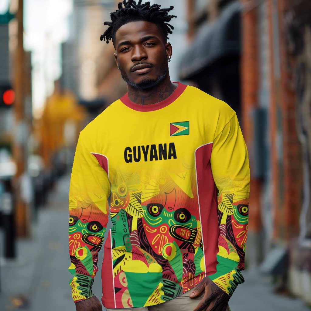 Custom Guyana Football Pride Long Sleeve Shirt Golden Jaguars Go Champion - Yellow - African Pride