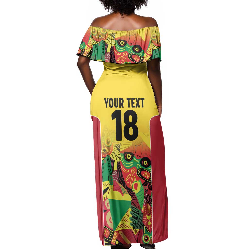Custom Guyana Football Pride Off Shoulder Maxi Dress Golden Jaguars Go Champion - Yellow - African Pride