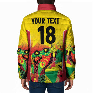 Custom Guyana Football Pride Padded Jacket Golden Jaguars Go Champion - Yellow