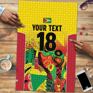 Custom Guyana Football Pride Puzzle Golden Jaguars Go Champion - Yellow