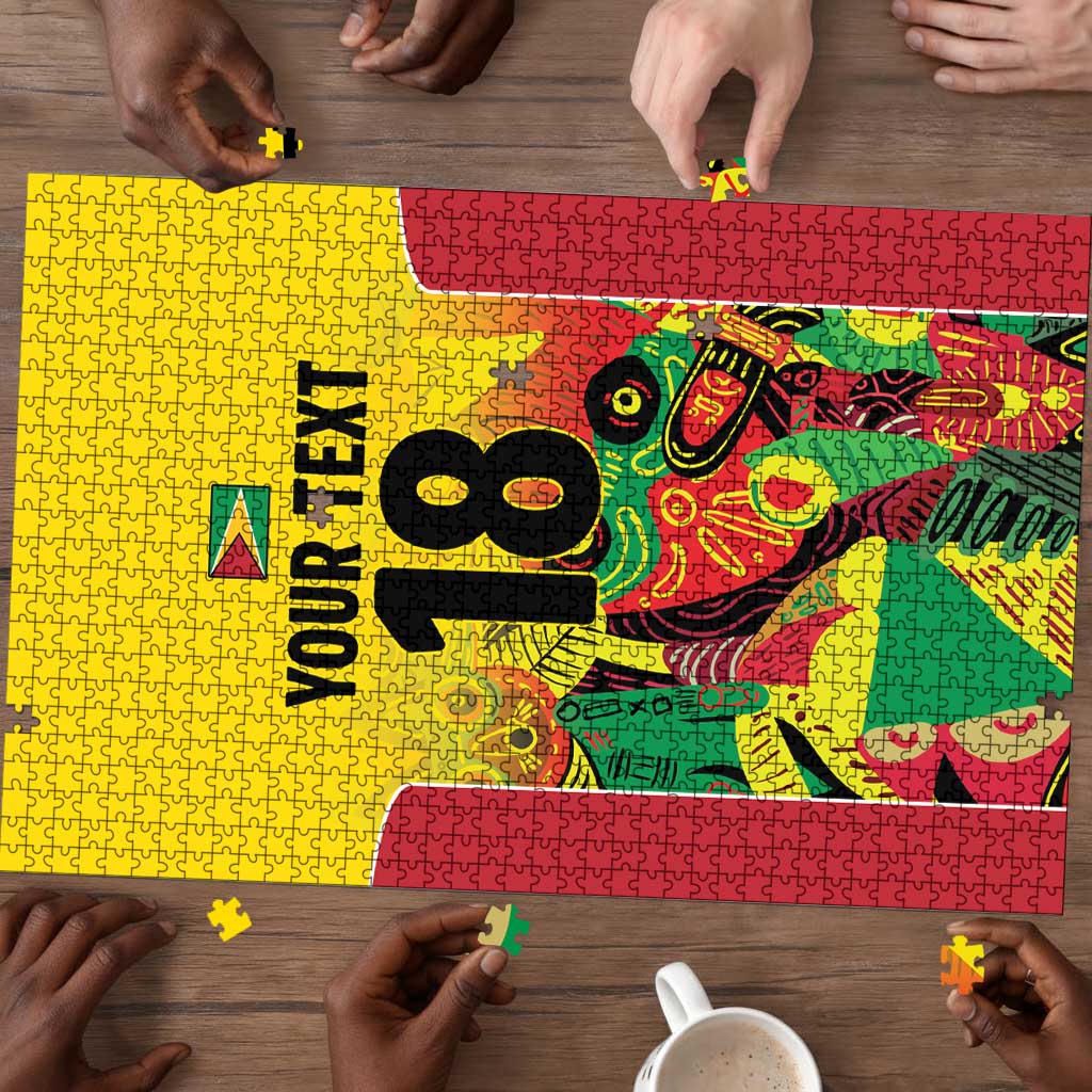 Custom Guyana Football Pride Puzzle Golden Jaguars Go Champion - Yellow