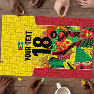Custom Guyana Football Pride Puzzle Golden Jaguars Go Champion - Yellow
