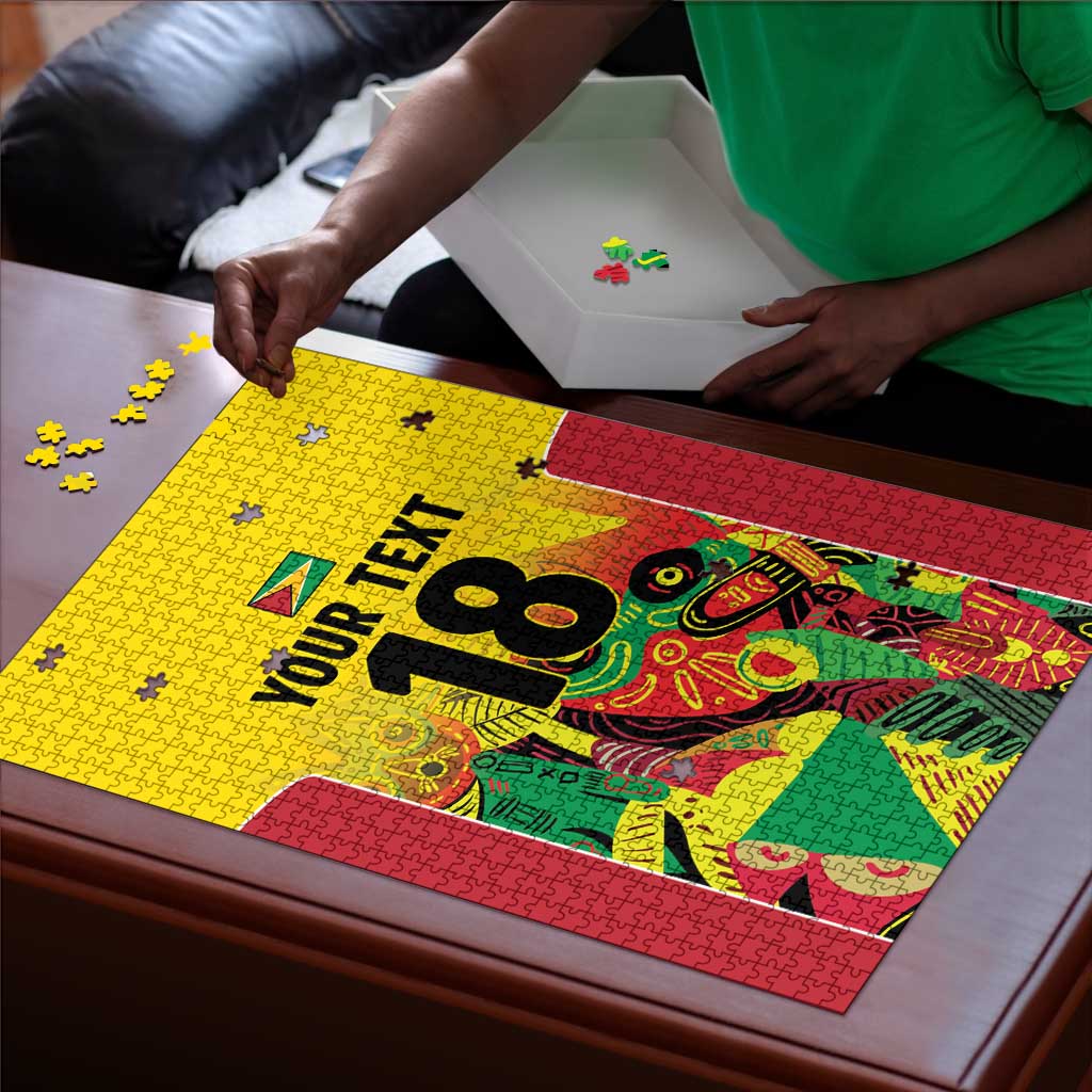 Custom Guyana Football Pride Puzzle Golden Jaguars Go Champion - Yellow