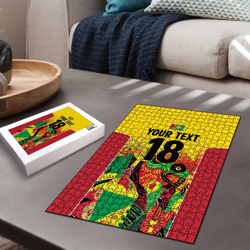 Custom Guyana Football Pride Puzzle Golden Jaguars Go Champion - Yellow