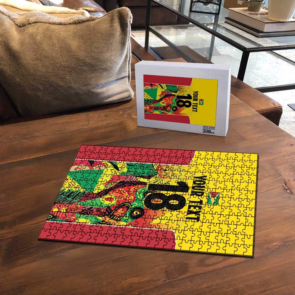 Custom Guyana Football Pride Puzzle Golden Jaguars Go Champion - Yellow