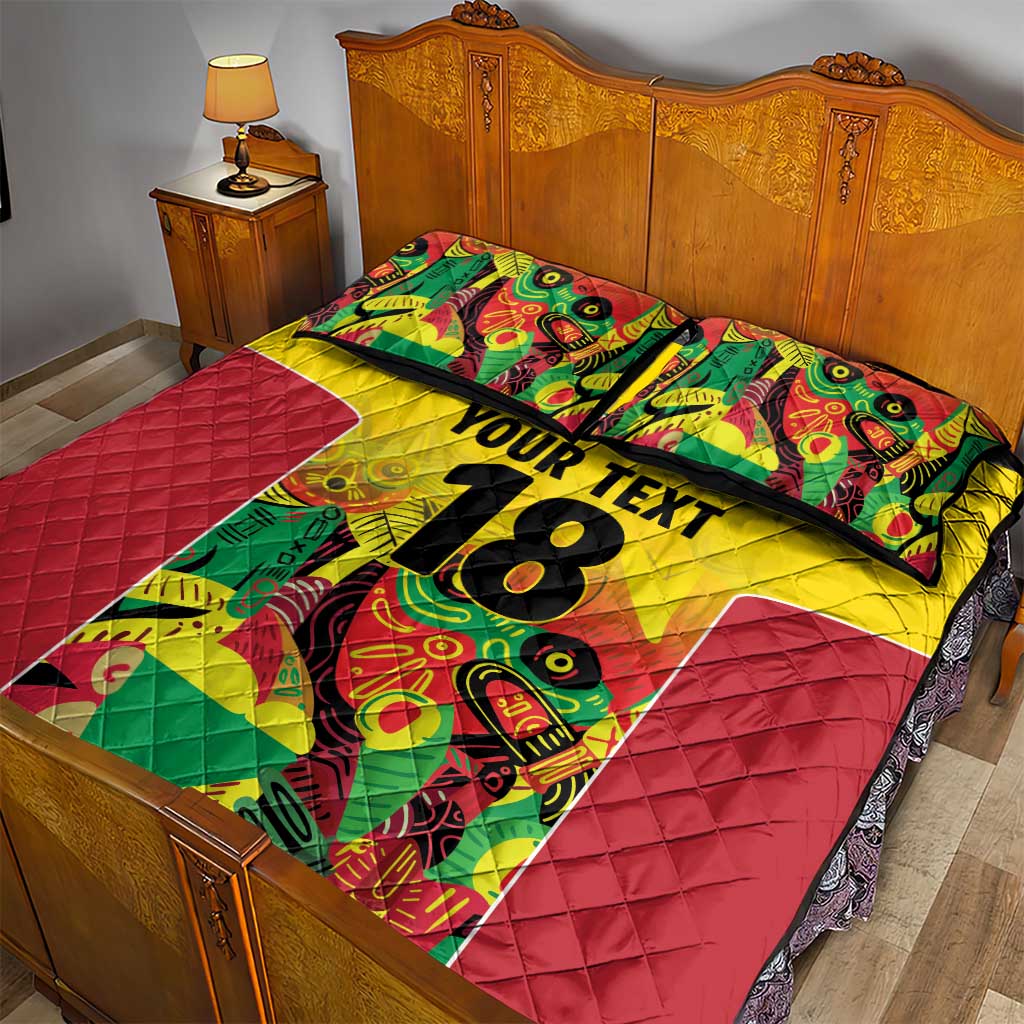 Custom Guyana Football Pride Quilt Bed Set Golden Jaguars Go Champion - Yellow - African Pride