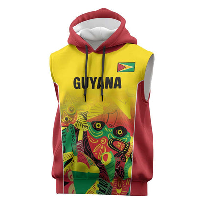Custom Guyana Football Pride Sleeveless Hoodie Golden Jaguars Go Champion - Yellow - African Pride