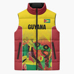Custom Guyana Football Pride Sleeveless Puffer Jacket Golden Jaguars Go Champion - Yellow