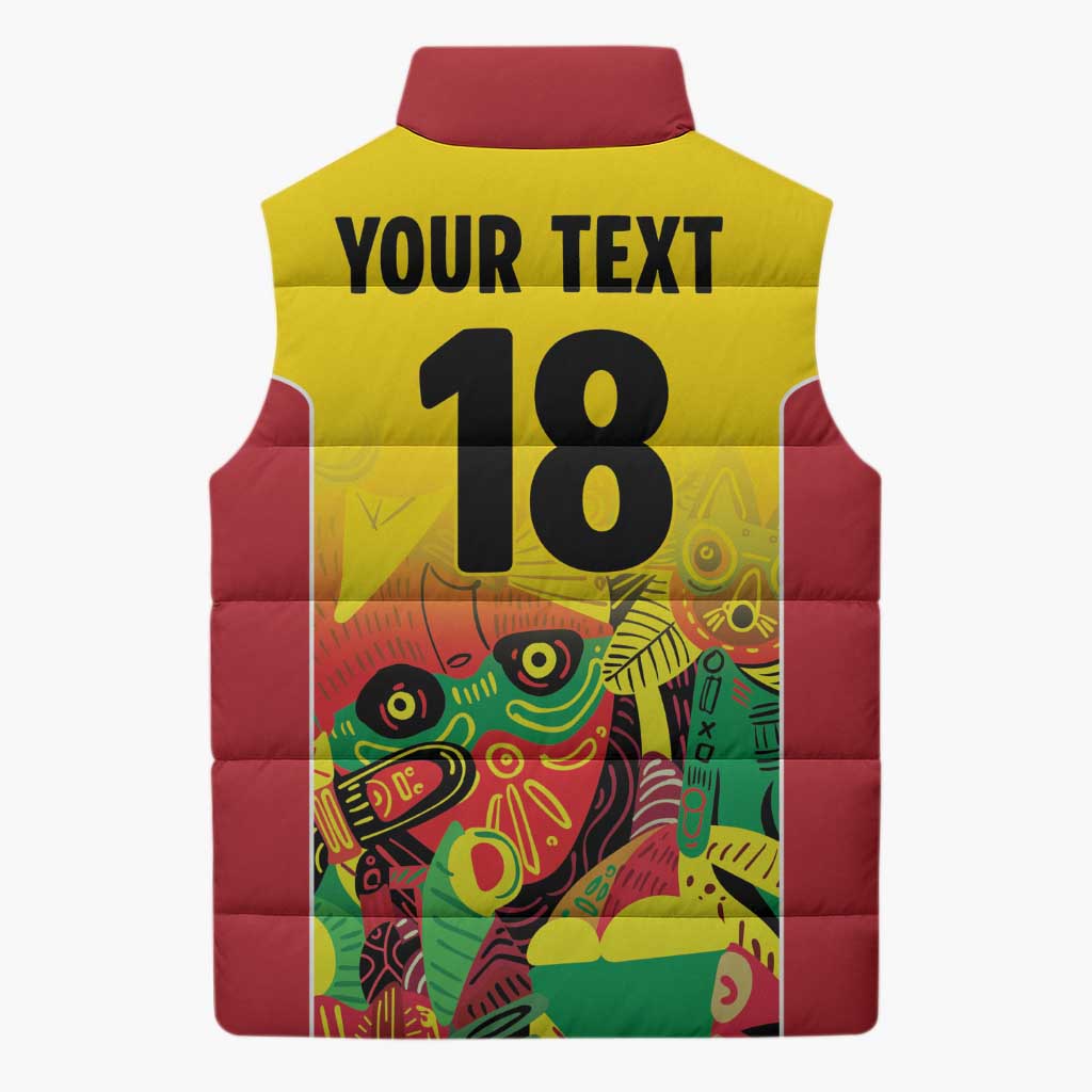 Custom Guyana Football Pride Sleeveless Puffer Jacket Golden Jaguars Go Champion - Yellow