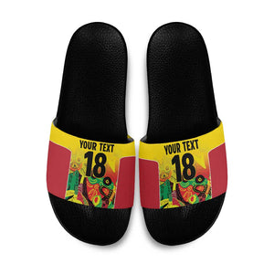 Custom Guyana Football Pride Slide Sandals Golden Jaguars Go Champion - Yellow