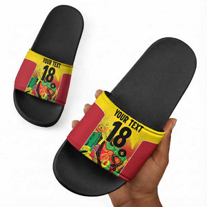 Custom Guyana Football Pride Slide Sandals Golden Jaguars Go Champion - Yellow