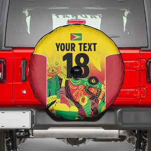 Custom Guyana Football Pride Spare Tire Cover Golden Jaguars Go Champion - Yellow - African Pride