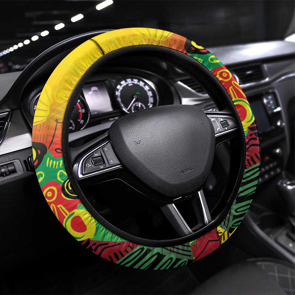 Guyana Football Pride Steering Wheel Cover Golden Jaguars Go Champion - Yellow - African Pride