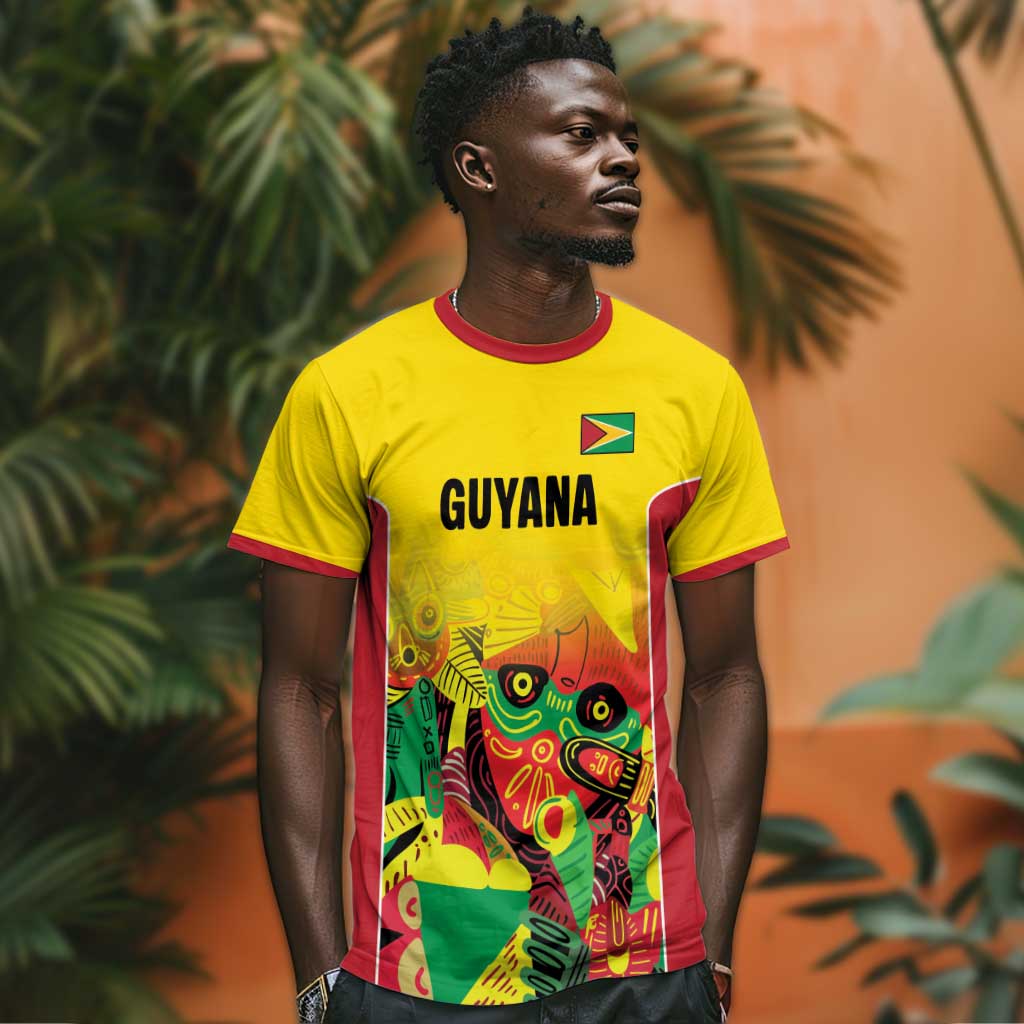 Custom Guyana Football Pride T shirt Golden Jaguars Go Champion - Yellow - African Pride