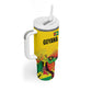 Custom Guyana Football Pride Tumbler With Handle Golden Jaguars Go Champion - Yellow - African Pride