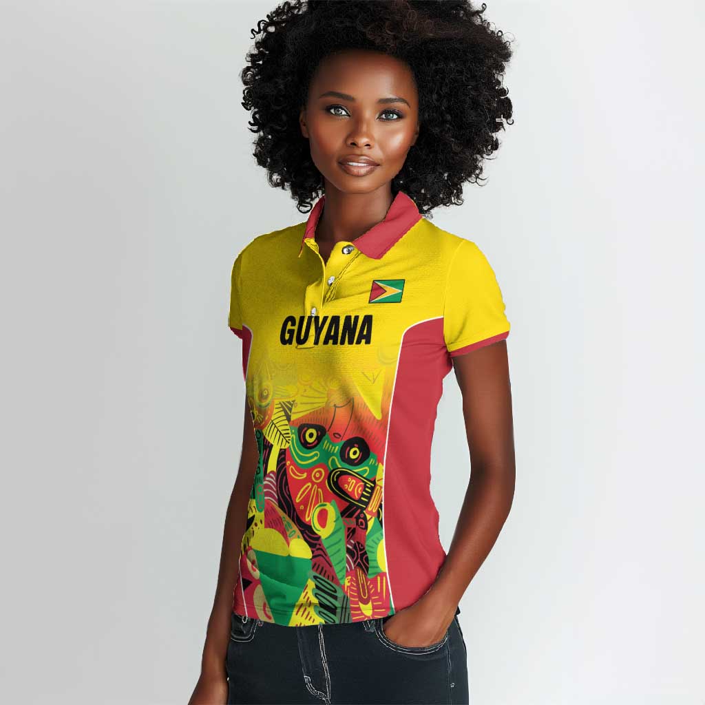 Custom Guyana Football Pride Women Polo Shirt Golden Jaguars Go Champion - Yellow - African Pride