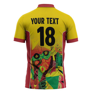 Custom Guyana Football Pride Zipper Polo Shirt Golden Jaguars Go Champion - Yellow