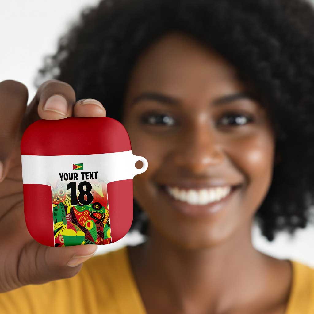 Custom Guyana Football Pride AirPods Case Golden Jaguars Go Champion - White