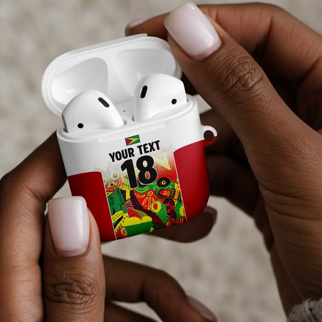 Custom Guyana Football Pride AirPods Case Golden Jaguars Go Champion - White
