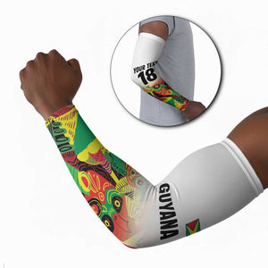 Custom Guyana Football Pride Arm Sleeves Golden Jaguars Go Champion - White