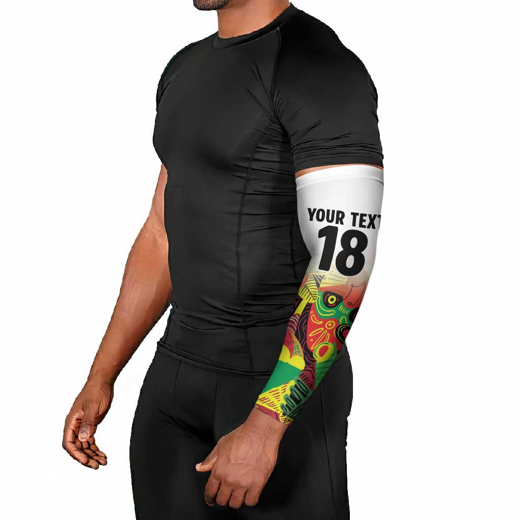 Custom Guyana Football Pride Arm Sleeves Golden Jaguars Go Champion - White