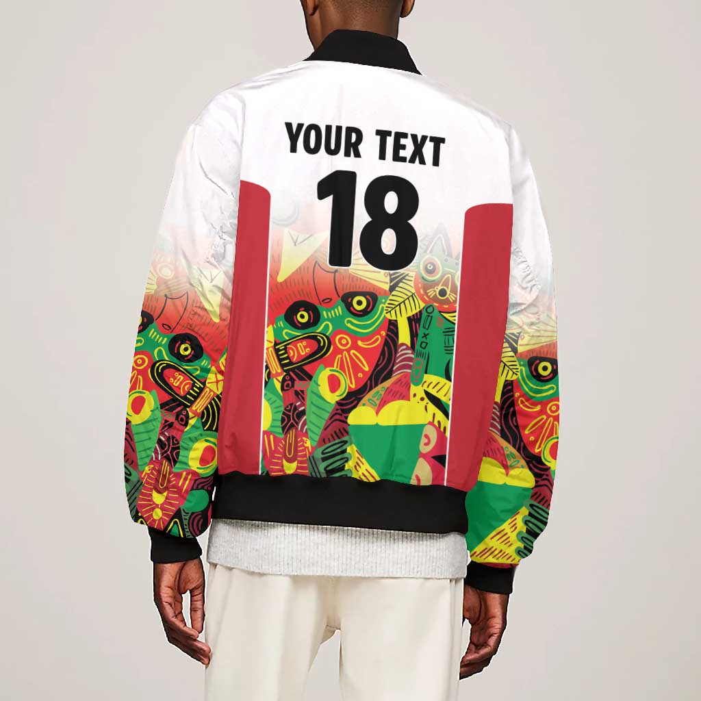 Custom Guyana Football Pride Bomber Jacket Golden Jaguars Go Champion - White - African Pride