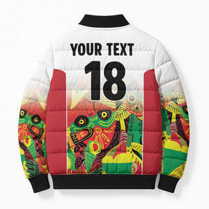Custom Guyana Football Pride Bomber Puffer Jacket Golden Jaguars Go Champion - White