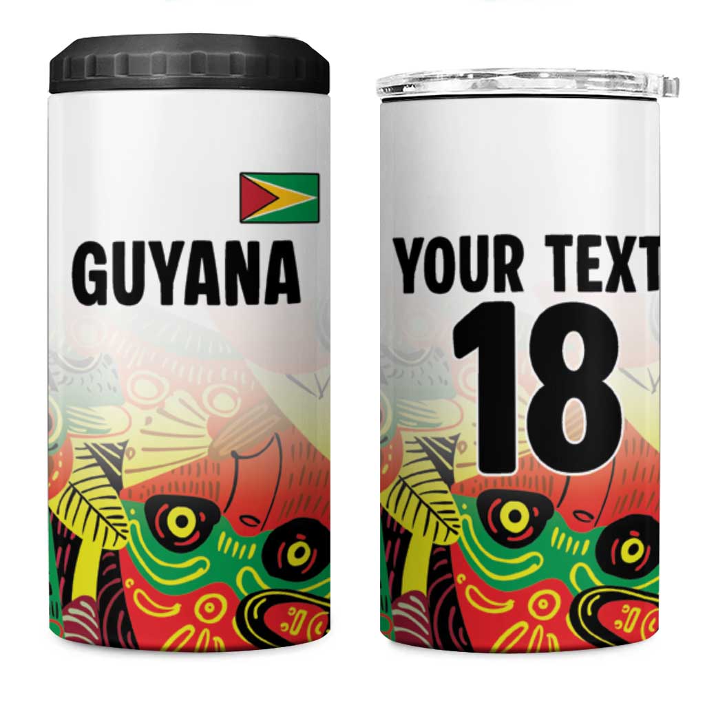 Custom Guyana Football Pride 4 in 1 Can Cooler Tumbler Golden Jaguars Go Champion - White - African Pride