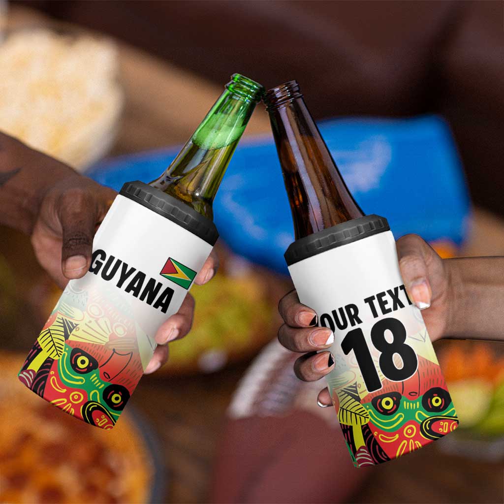 Custom Guyana Football Pride 4 in 1 Can Cooler Tumbler Golden Jaguars Go Champion - White - African Pride