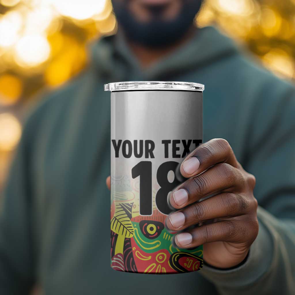 Custom Guyana Football Pride 4 in 1 Can Cooler Tumbler Golden Jaguars Go Champion - White - African Pride