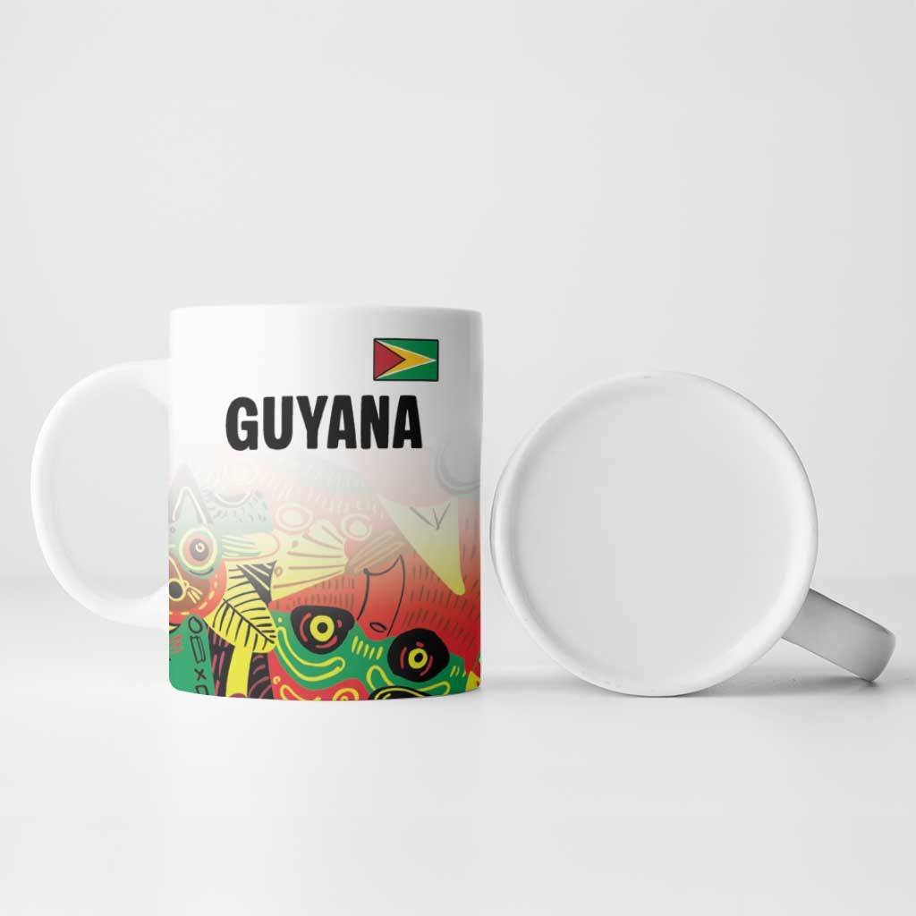 Custom Guyana Football Pride Ceramic Mug Golden Jaguars Go Champion - White