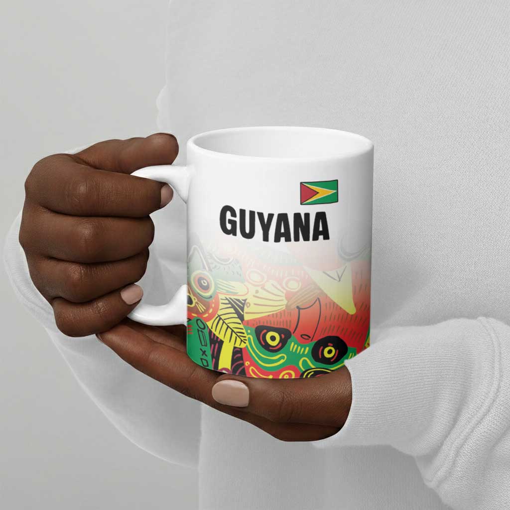 Custom Guyana Football Pride Ceramic Mug Golden Jaguars Go Champion - White