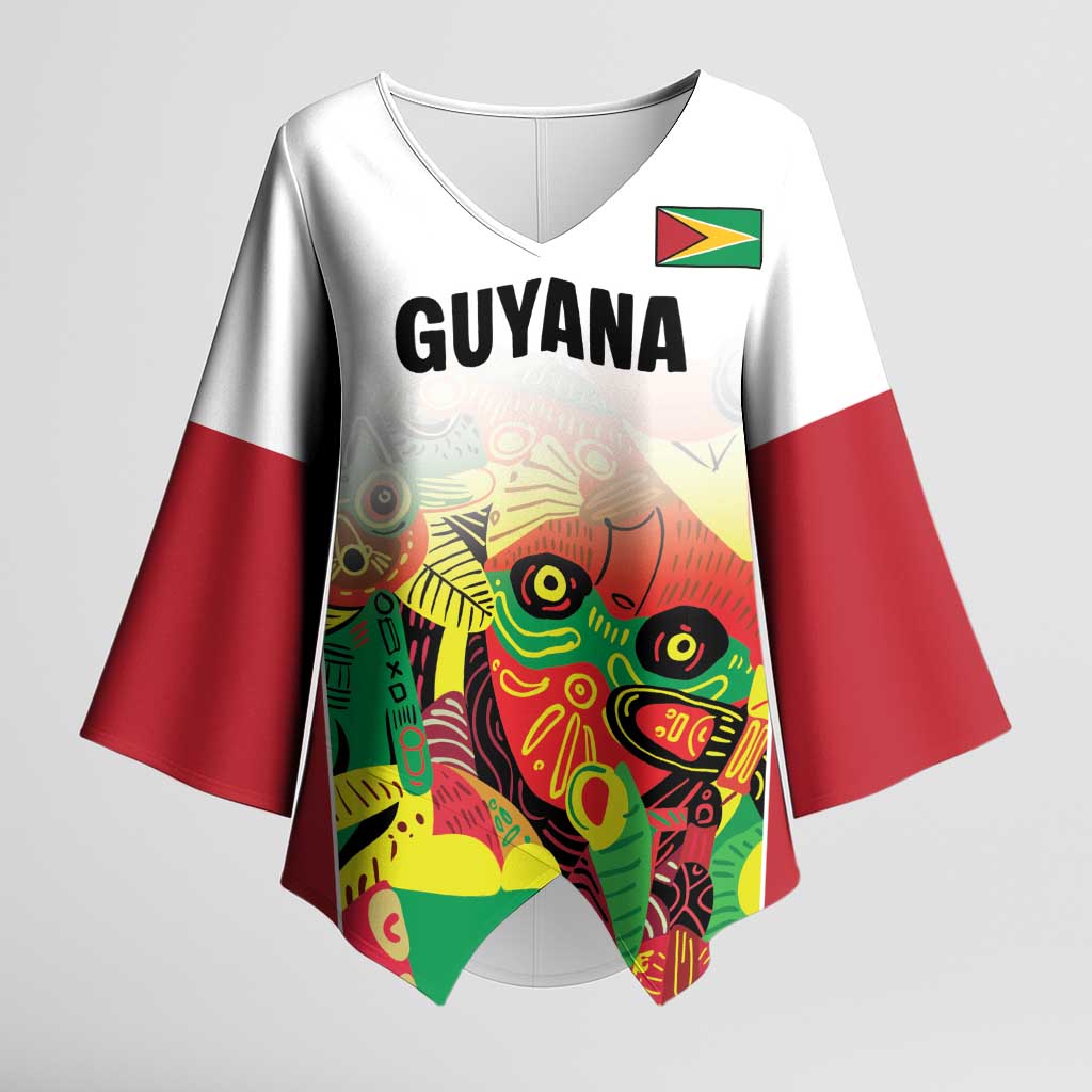 Custom Guyana Football Pride Kimono Sleeve Blouse Golden Jaguars Go Champion - White