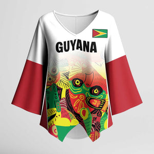 Custom Guyana Football Pride Kimono Sleeve Blouse Golden Jaguars Go Champion - White