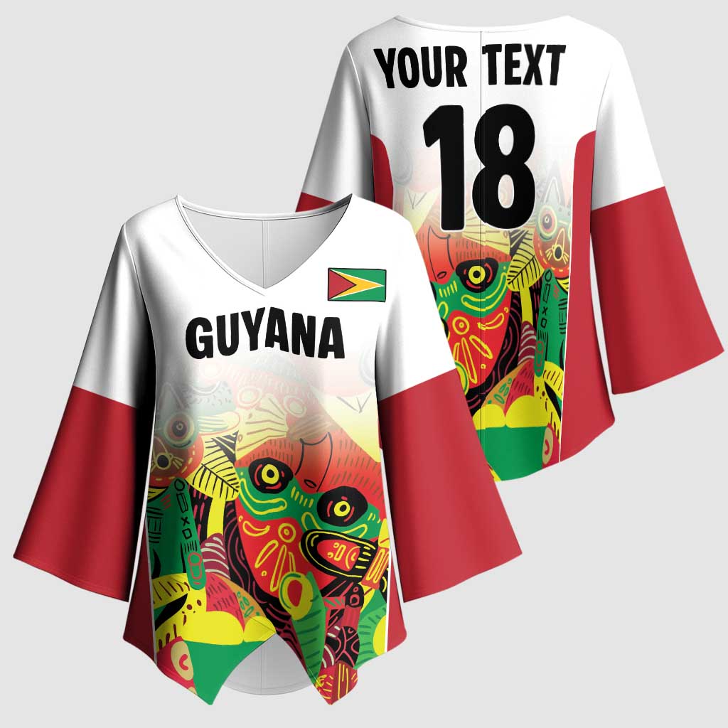 Custom Guyana Football Pride Kimono Sleeve Blouse Golden Jaguars Go Champion - White